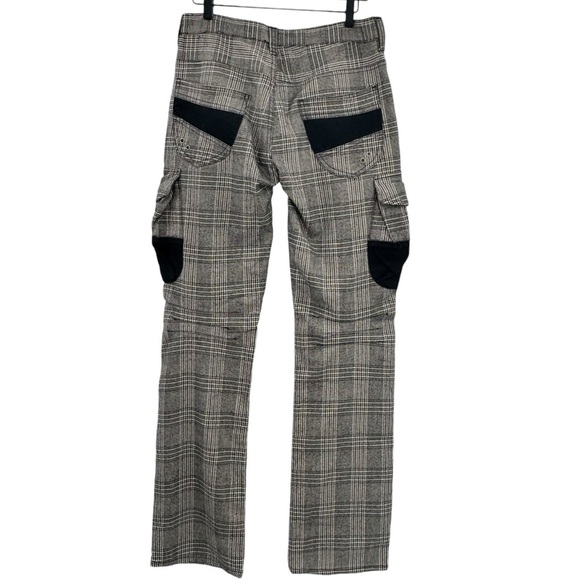 Vintage Japanese Tete Homme Plaid Cargo Pants Wool Blend Gray Black | 30" x 32" - Picture 7 of 10